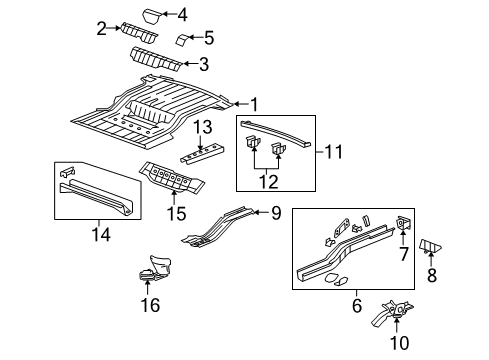 2012 Buick Enclave Rear Body - Floor & Rails Diagram