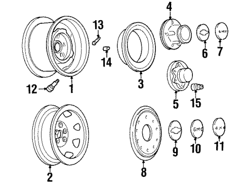1999 GMC C2500 Suburban Wheels Diagram