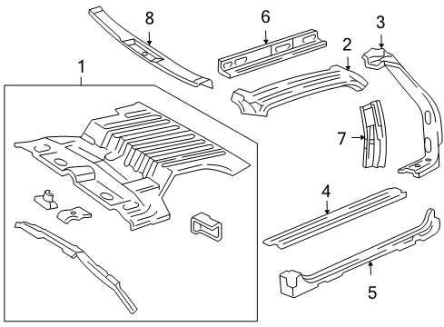2004 Oldsmobile Bravada Rear Floor & Rails, Interior Trim Diagram