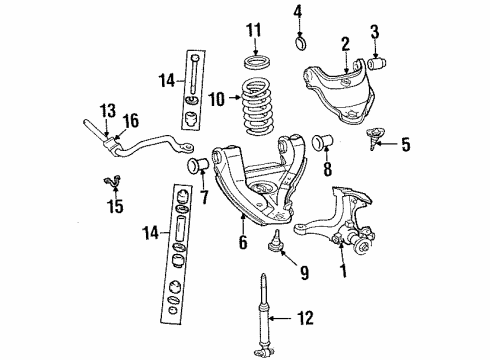 1993 GMC C1500 Front Suspension, Control Arm Diagram 4 - Thumbnail