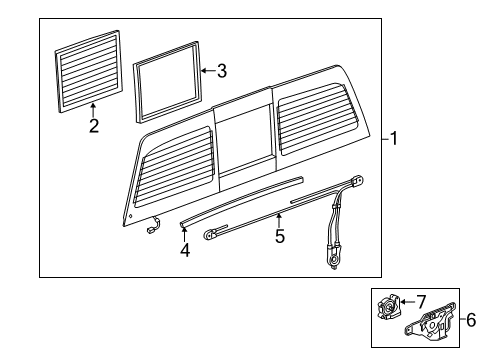2015 Chevy Silverado 1500 Back Glass - Glass & Hardware Diagram