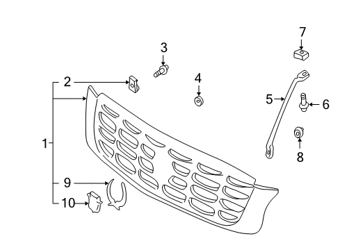 2004 Cadillac DeVille Grille & Components Diagram
