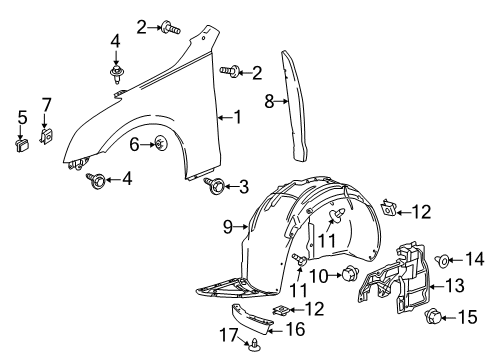 2016 Cadillac ATS Fender & Components Diagram