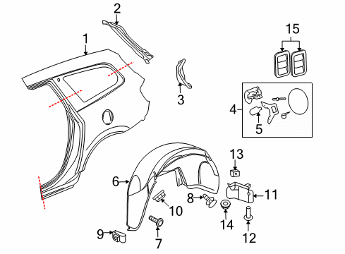 2017 Chevy Traverse Quarter Panel & Components Diagram