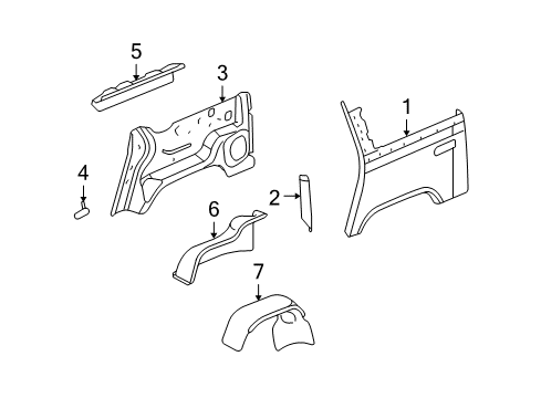 2006 Hummer H2 Quarter Panel & Components Diagram