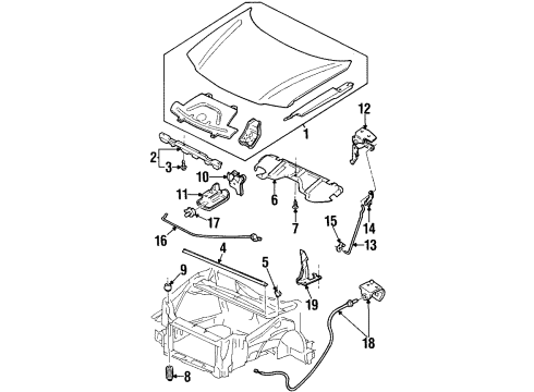 2000 Oldsmobile Silhouette Hood & Components Diagram