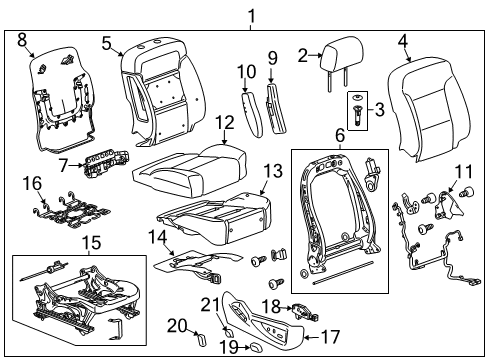 2017 GMC Yukon Passenger Seat Components Diagram