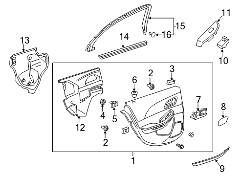 2015 Chevy Malibu Interior Trim - Rear Door Diagram