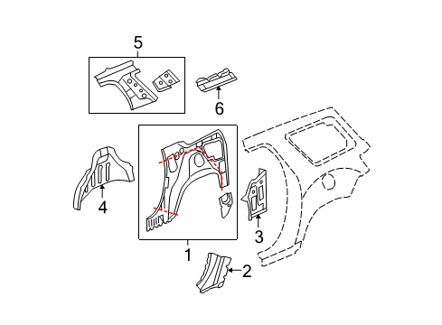 2012 GMC Acadia Inner Structure - Quarter Panel Diagram