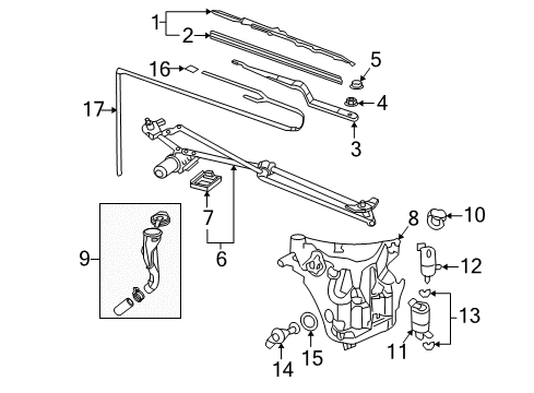 2006 Buick Rendezvous Windshield - Wiper & Washer Components Diagram