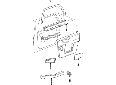 1993 Pontiac Grand Prix Window Molding, Rear Passenger Side Diagram for 10180494