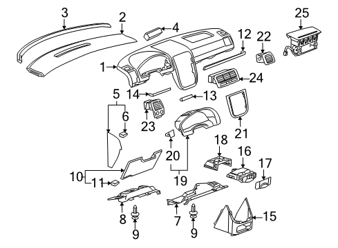 2006 Chevy Uplander Extension Panel, Gray Diagram for 15119233