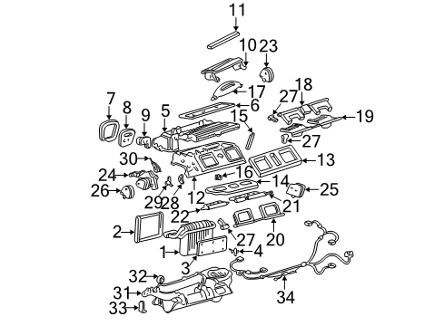 2004 Cadillac DeVille A/C Evaporator Components Diagram