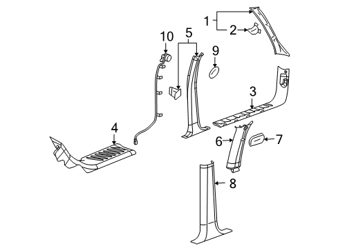2004 Chevy Trailblazer Interior Trim - Pillars, Rocker & Floor Diagram