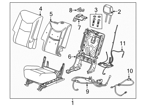 2020 GMC Acadia Rear Seat Components Diagram 1 - Thumbnail