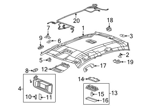 2012 Buick LaCrosse Interior Trim - Roof Diagram