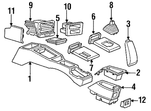 1991 Pontiac Sunbird Console, Front Diagram for 22581424