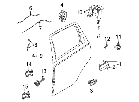 2004 Chevy Aveo Rear Door - Lock & Hardware Diagram