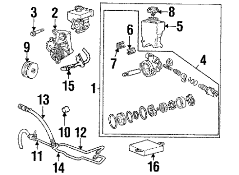 1994 Buick Skylark P/S Pump & Hoses, Steering Gear & Linkage Diagram