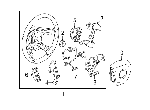 2012 Cadillac Escalade EXT Steering Column, Steering Wheel & Trim, Shroud, Switches & Levers Diagram
