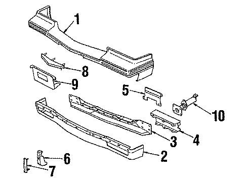 1988 Cadillac DeVille Bumper Cover Diagram for 16514005