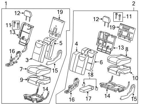 2008 Saturn Vue Rear Seat Components Diagram 1 - Thumbnail