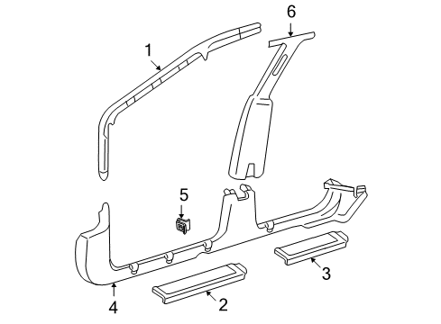 2005 Chevy Cavalier Interior Trim - Pillars, Rocker & Floor Diagram