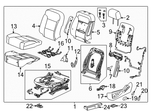 2017 GMC Yukon Driver Seat Components Diagram