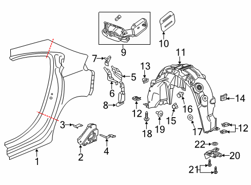 2019 Chevy Cruze Quarter Panel & Components Diagram