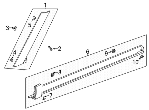 2024 Chevy Trailblazer Exterior Trim - Pillars Diagram