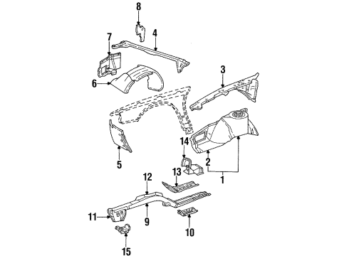 1992 Cadillac Seville Apron Assembly, Front Inner Passenger Side Diagram for 20728932