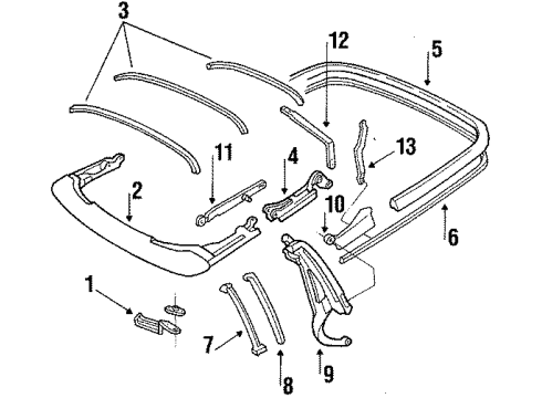 1994 Chevy Corvette Weatherstrip, Front Passenger Side Diagram for 10273004