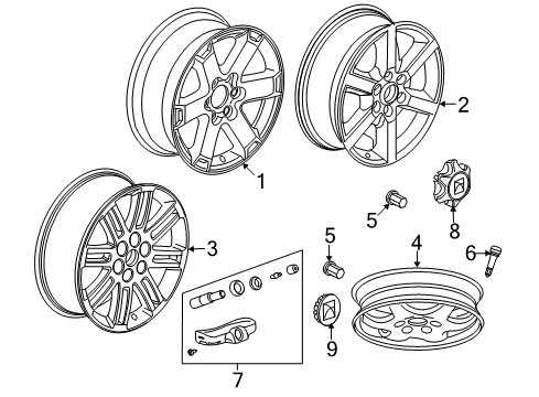 2007 Saturn Outlook Wheels, Covers & Trim Diagram