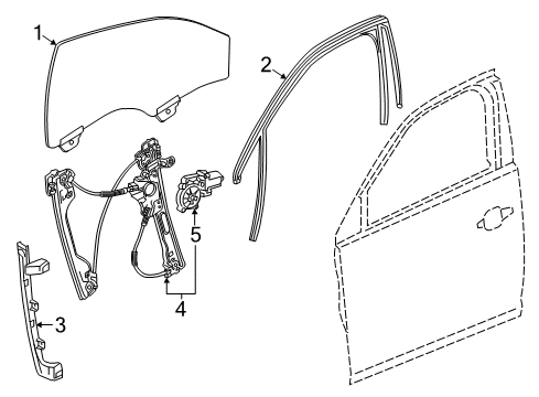2021 Chevy Malibu Front Door Glass & Hardware Diagram