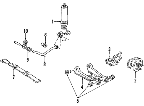 1993 Cadillac Eldorado Rear Suspension Components, Lower Control Arm, Upper Control Arm, Ride Control, Stabilizer Bar Diagram