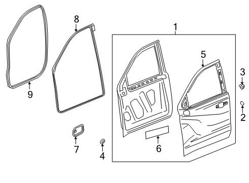 2022 GMC Sierra 1500 Door & Components Diagram
