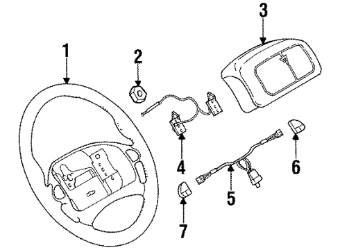2001 Pontiac Firebird Steering Column, Steering Wheel & Trim Diagram