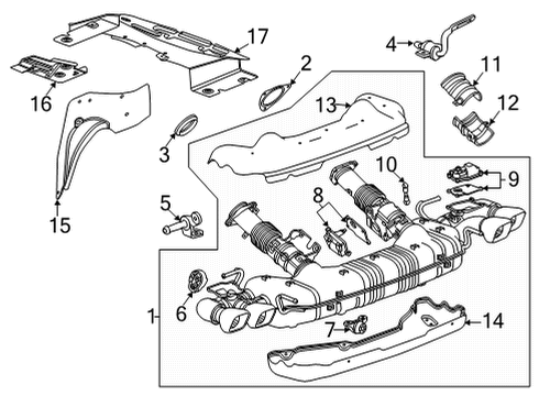 2020 Chevy Corvette Muffler & Pipe Assembly Diagram for 85047985