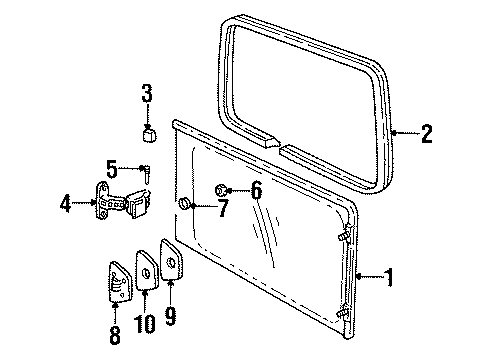 2000 Oldsmobile Silhouette Side Loading Door - Glass & Hardware Diagram