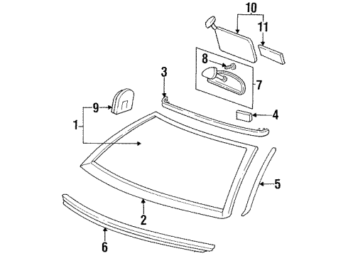 1994 Oldsmobile Achieva Windshield Glass Diagram