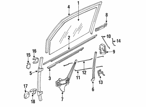 1994 Pontiac Sunbird Window Regulator, Front Driver Side Diagram for 16629733