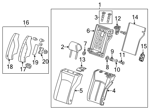 2017 Chevy Sonic Rear Seat Components Diagram