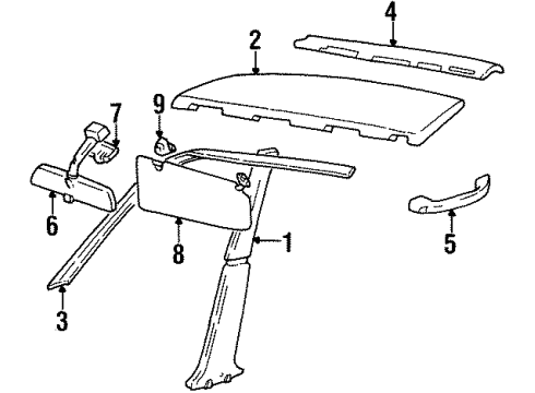 1998 Chevy Tracker Mirror Inside, Rear Diagram for 30010685