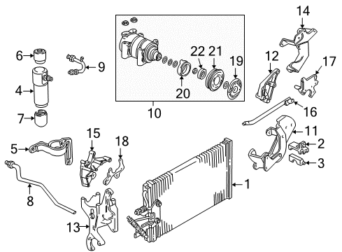 1999 GMC C3500 A/C Condenser, Compressor & Lines Diagram