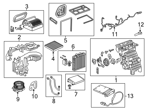 2019 Chevy Cruze A/C Evaporator & Heater Components Diagram