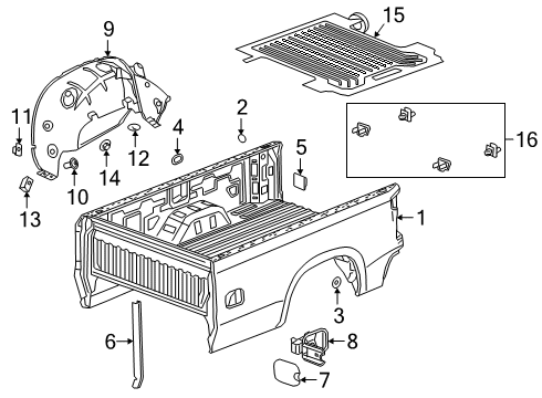 2023 Chevy Silverado 1500 Pick Up Box Diagram