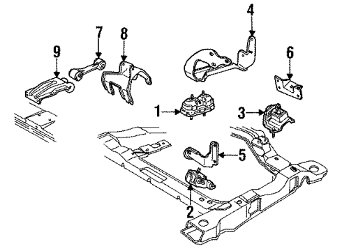 1993 Oldsmobile Cutlass Cruiser Engine & Trans Mounting Diagram