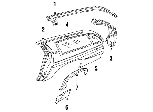 1996 Chevy Caprice Quarter Panel & Components Diagram