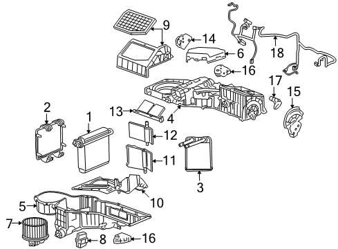 2008 Hummer H2 A/C Evaporator & Heater Components Diagram