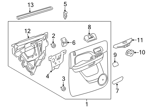 2012 Cadillac Escalade EXT Interior Trim - Rear Door Diagram